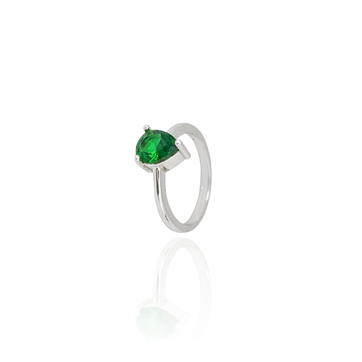 Emerald Drop Ring 21 White Rhodium