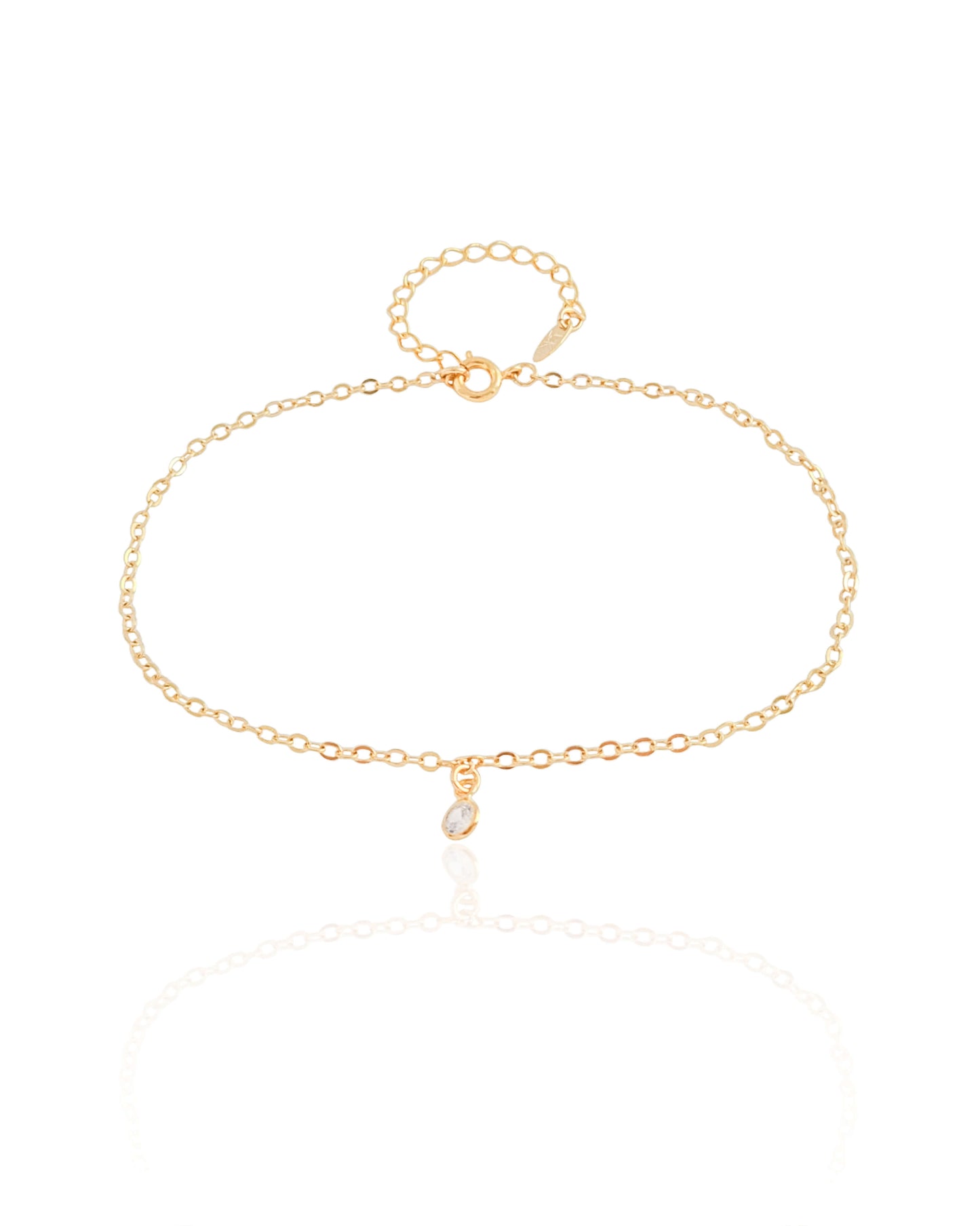Bracelet de cheville à maillons américains avec point lumineux plaqué or