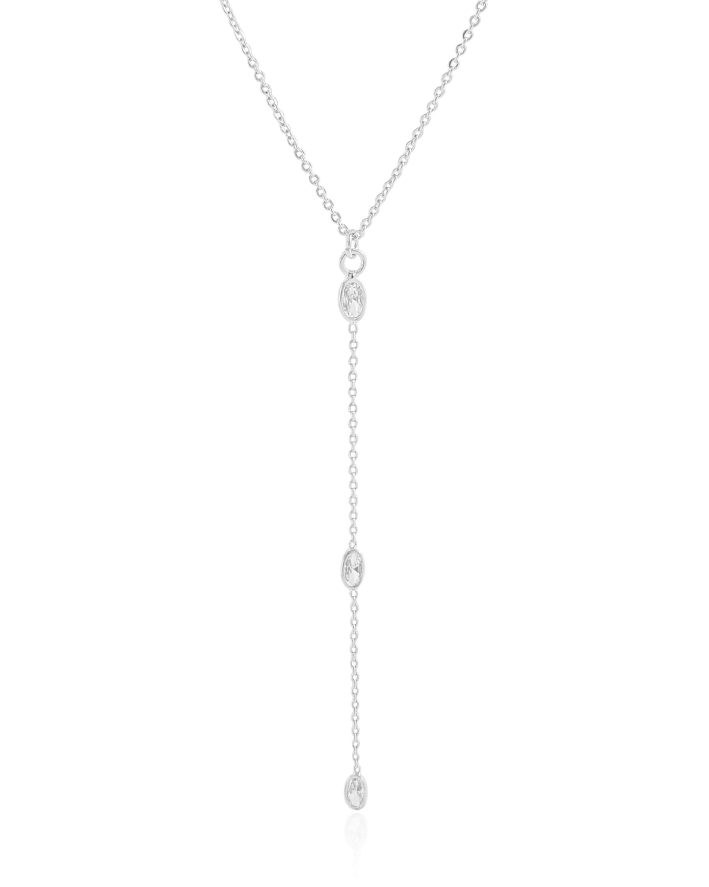 Collier ras de cou American Link avec pois clairs en rhodium blanc