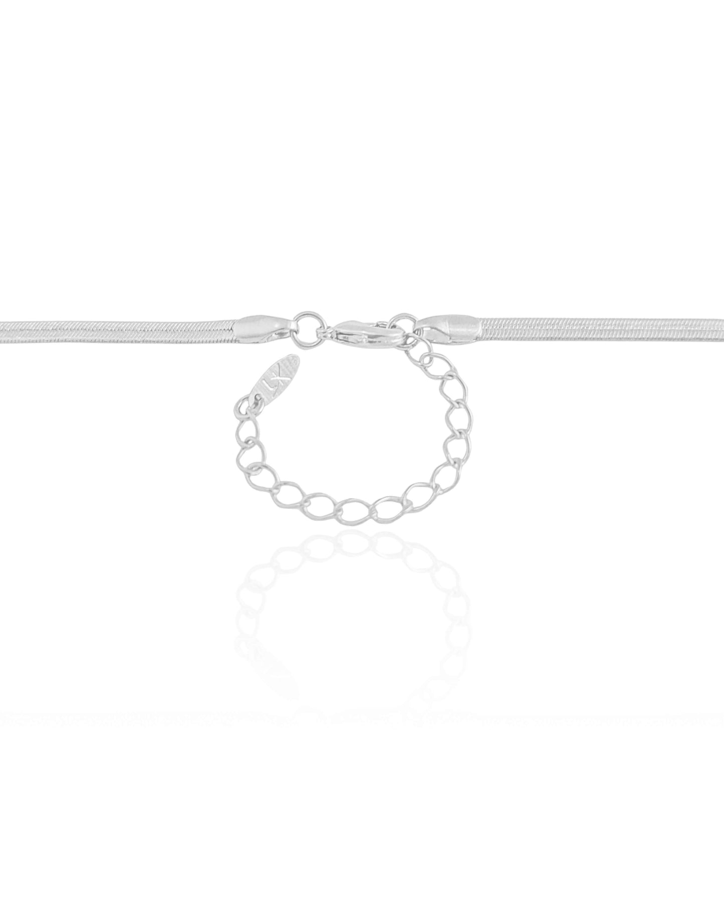 Ras de Cou Ruban Maille 3 mm Plaqué Rhodium Blanc