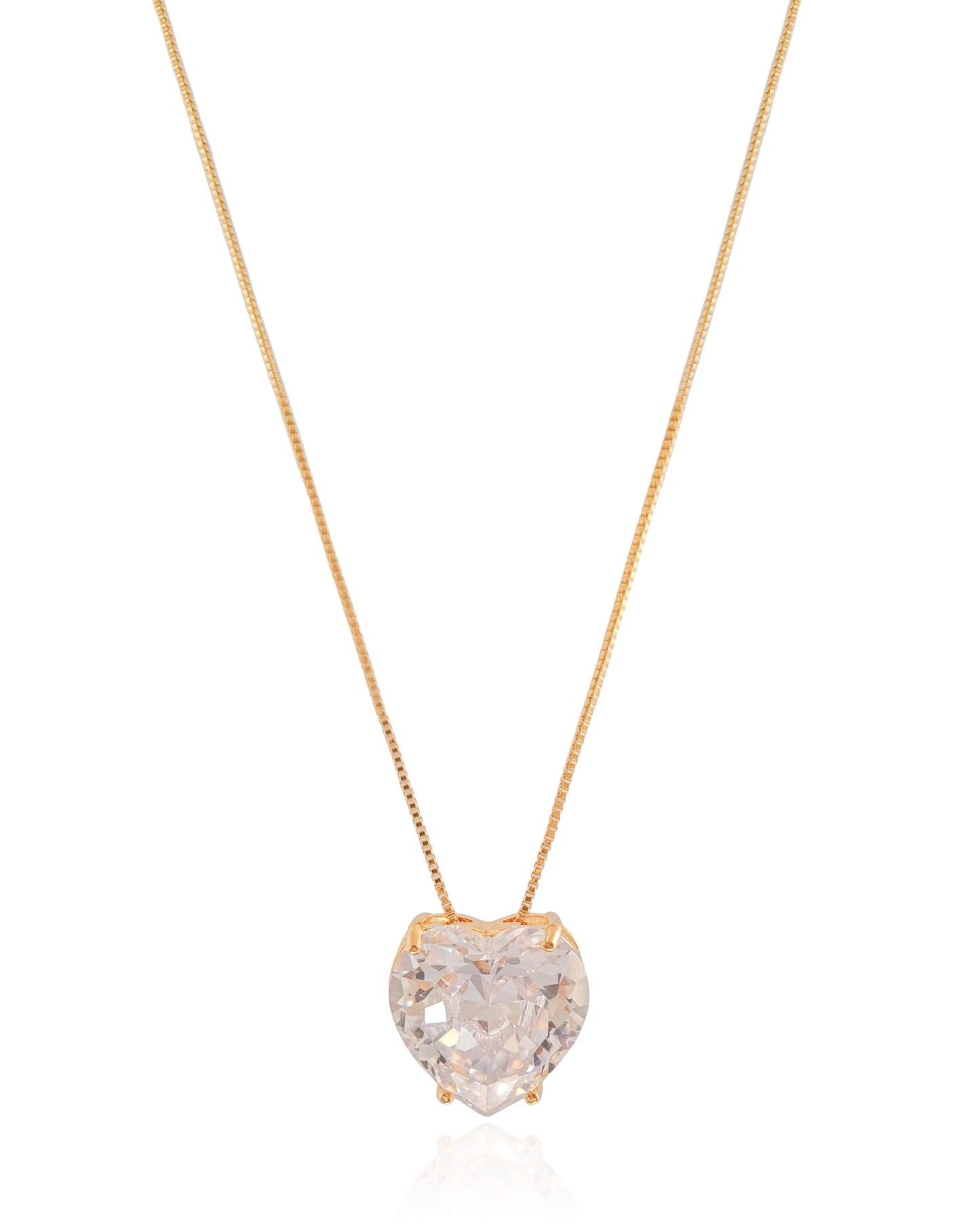Gargantilha Veneziana Coração Cristal Banho Ouro 18K