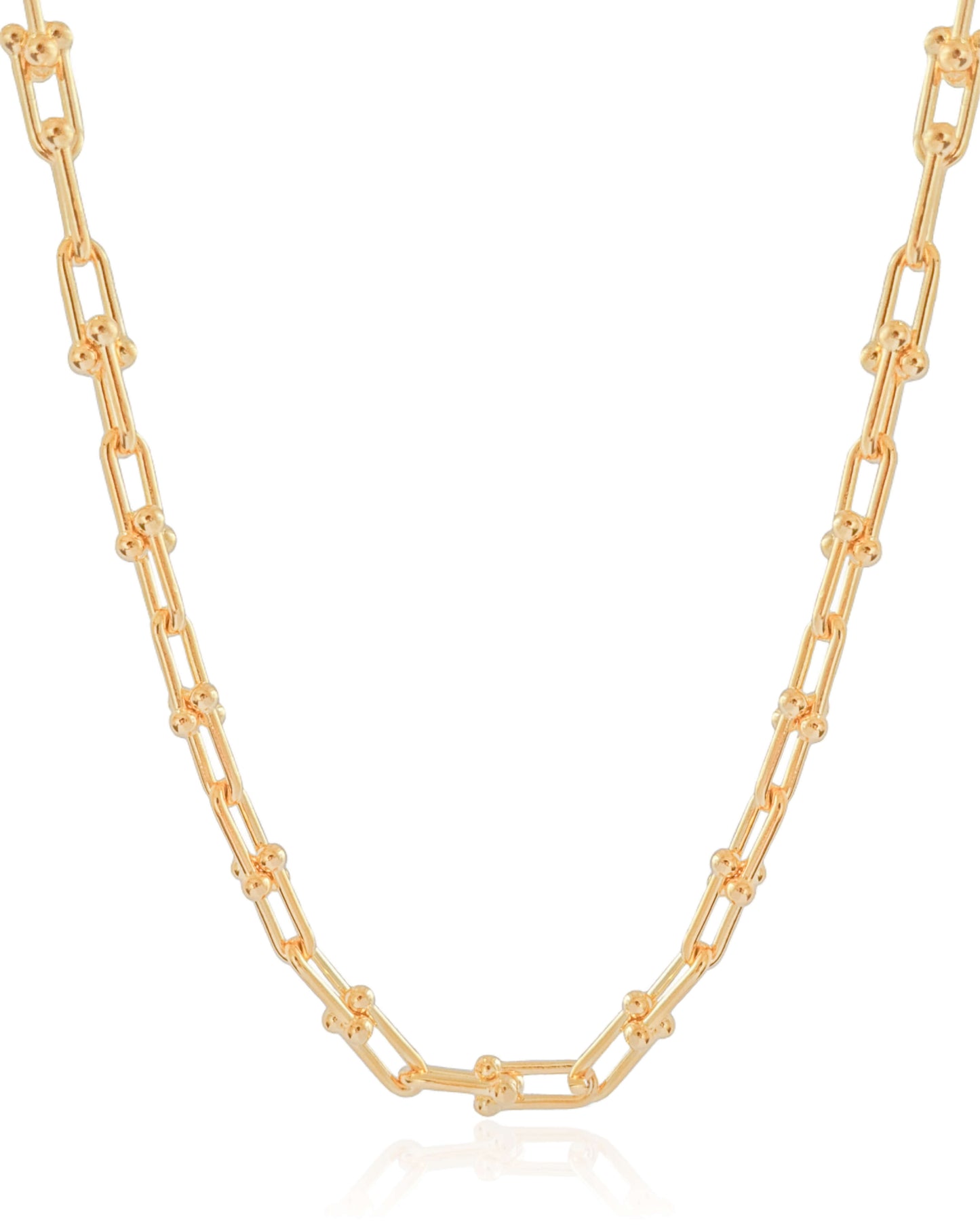 Collier ras du cou à maillons en U plaqué or 18 carats