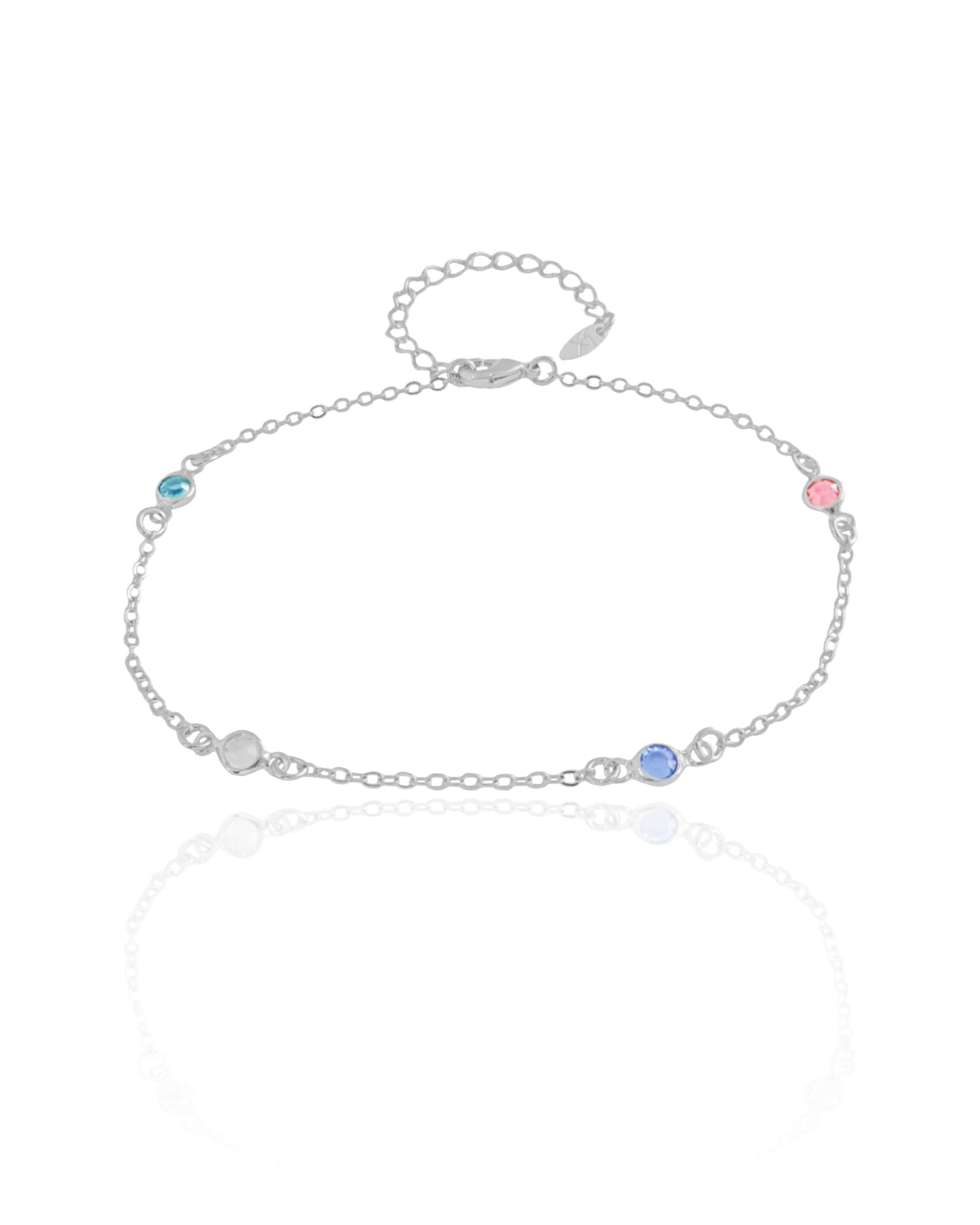 Bracelet de cheville avec points lumineux colorés et bain blanc