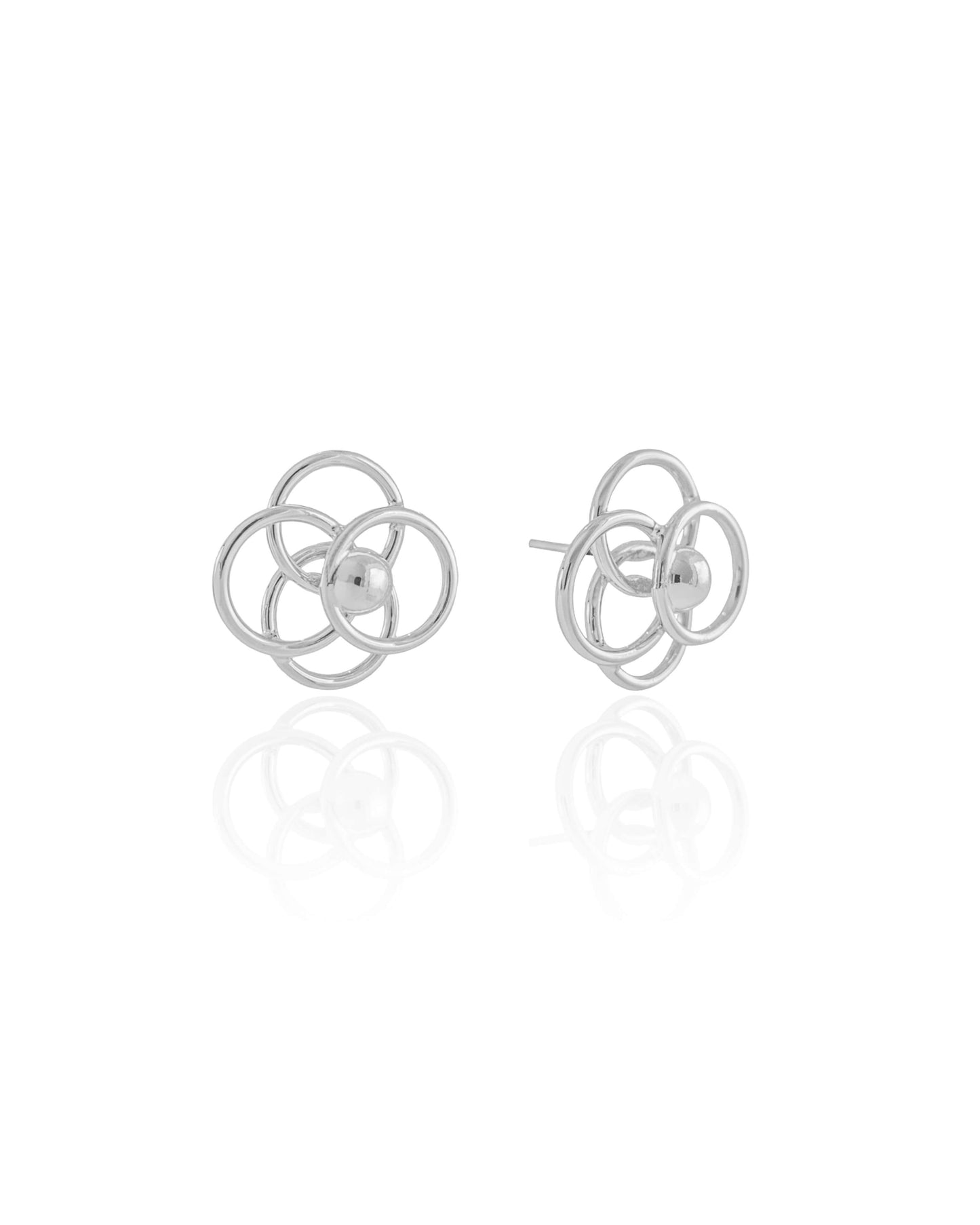 Brinco Círculos Entrelaçadoso Ródio Branco
