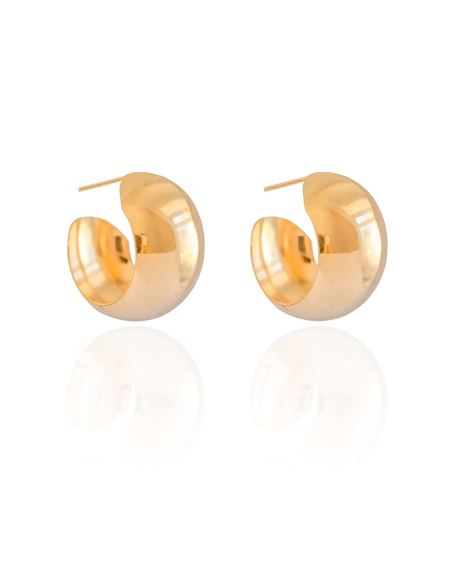 Brinco Argola Abaulada Lisa 2.3 cm Banho Ouro 18K