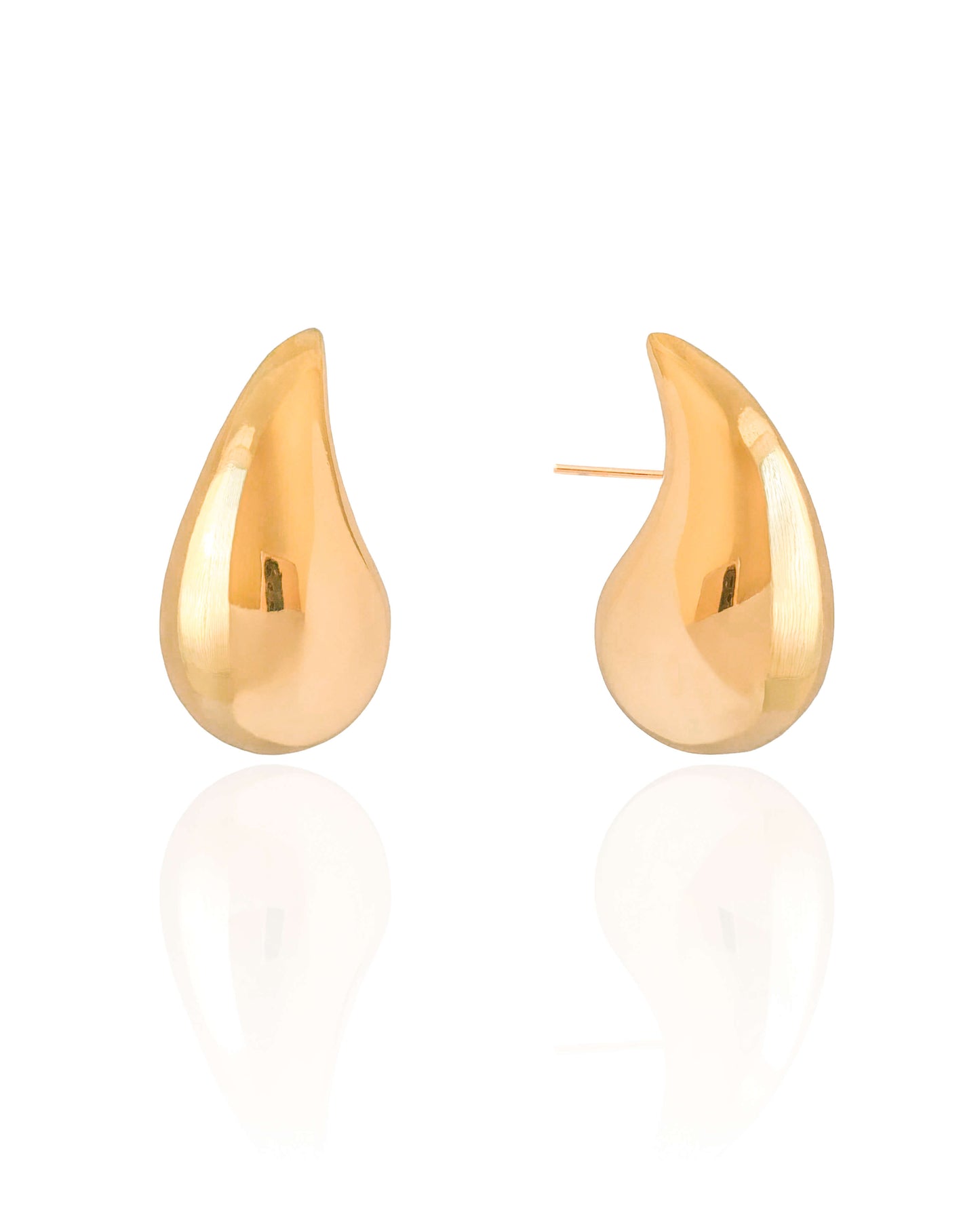 Brinco Gota Lisa 3.2 cm Banho Ouro 18K