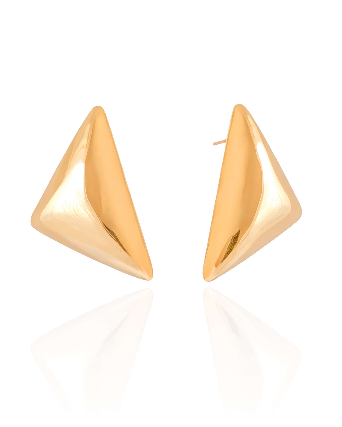 Brinco Triângulo Liso 4.0 cm Banho Ouro 18K