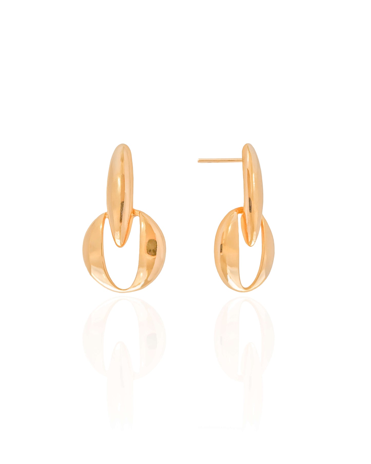 Brinco Geométrico Redondo 2.9 cm Banho Ouro 18K