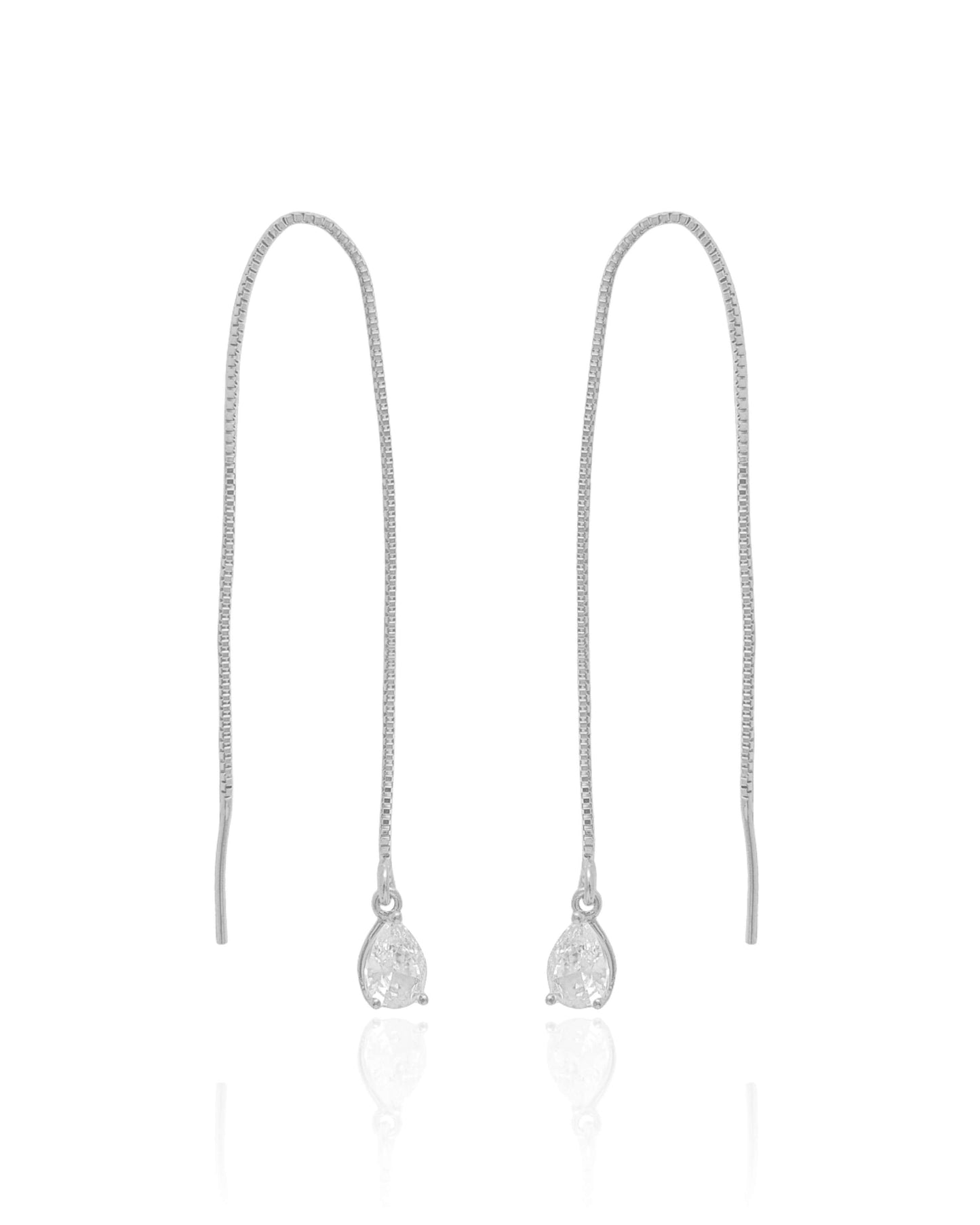 Brinco Passante Gota Cristal Ródio Branco