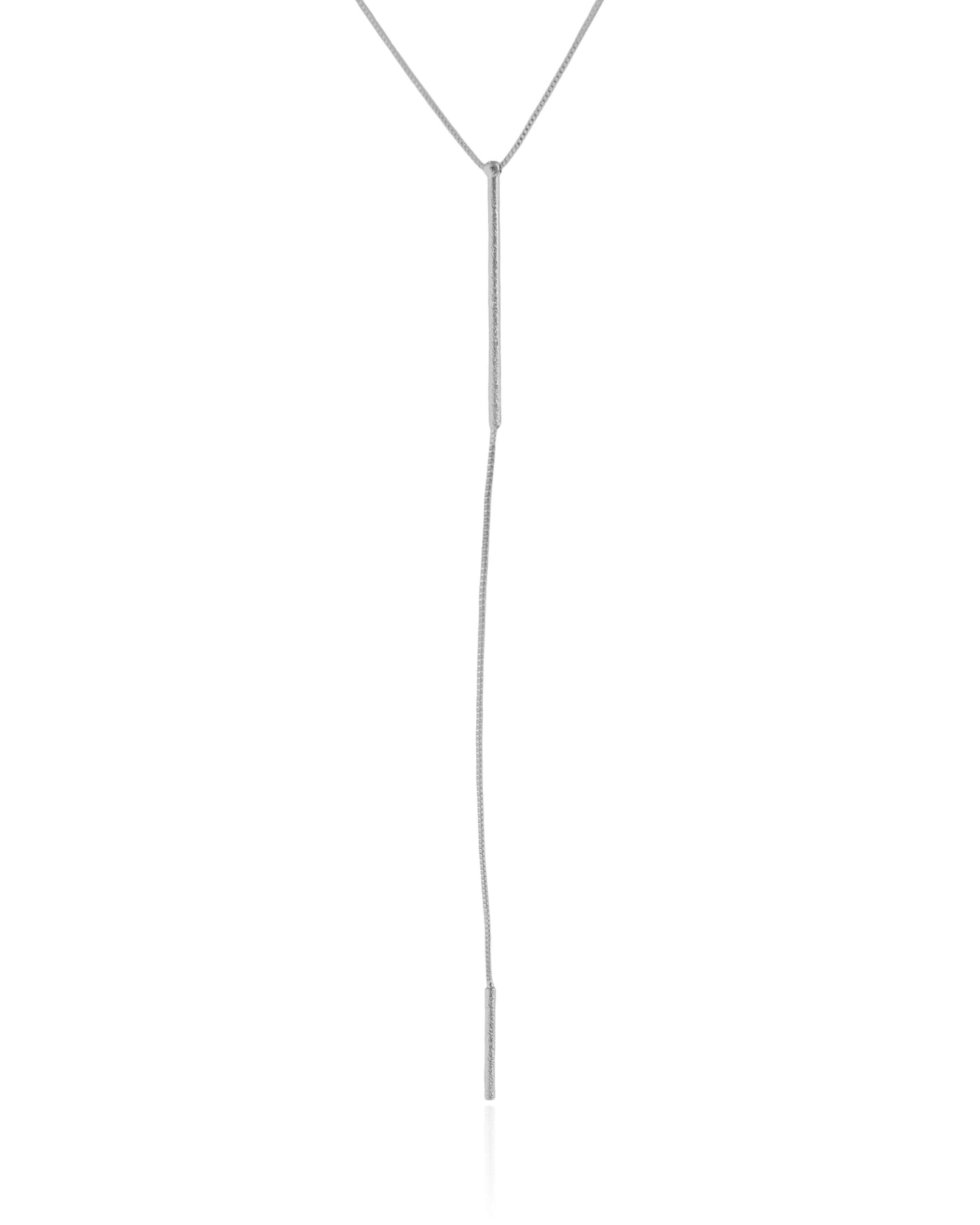 Collier ras-du-cou texturé en rhodium blanc - 45 cm