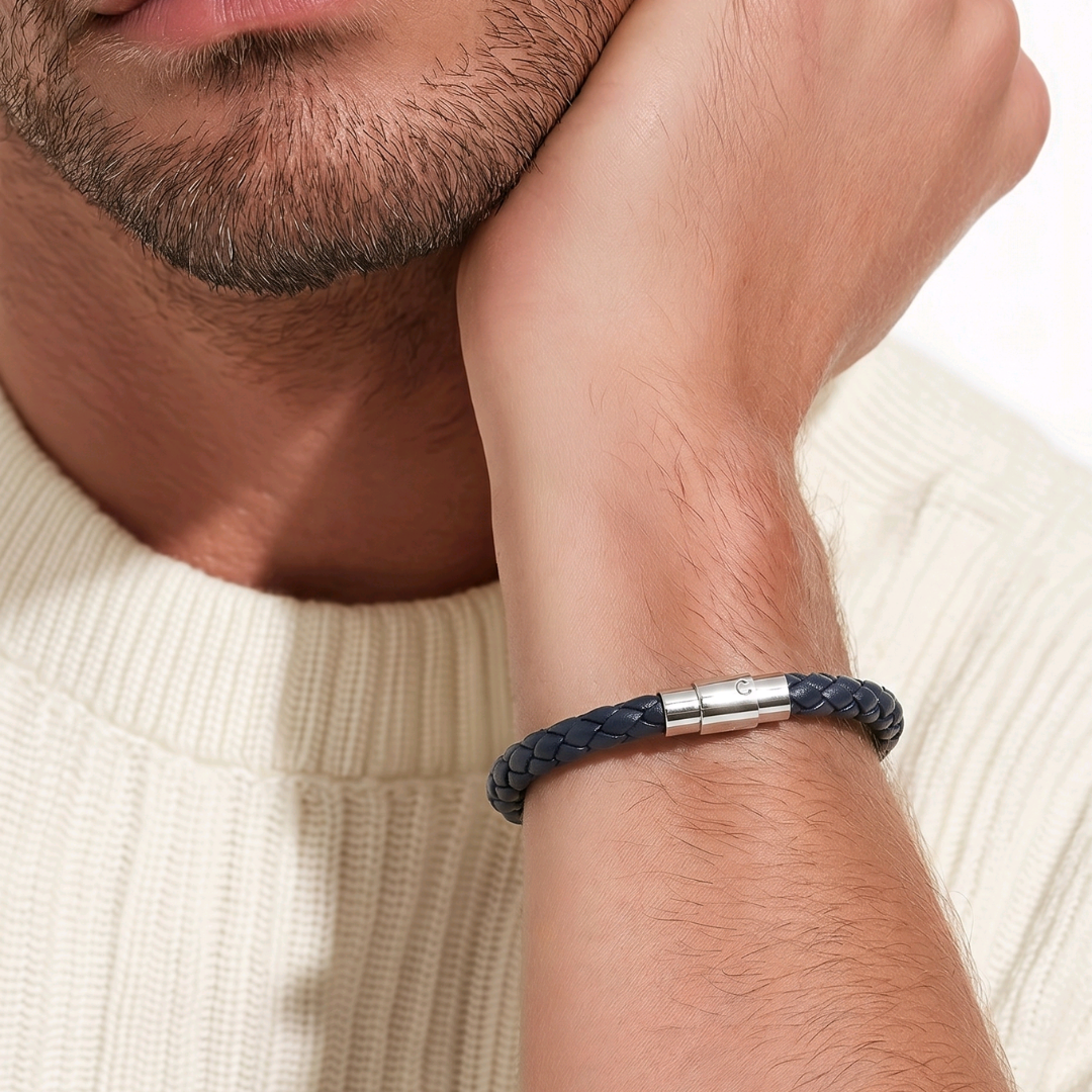 Pulseira Masculina em Couro - Azul