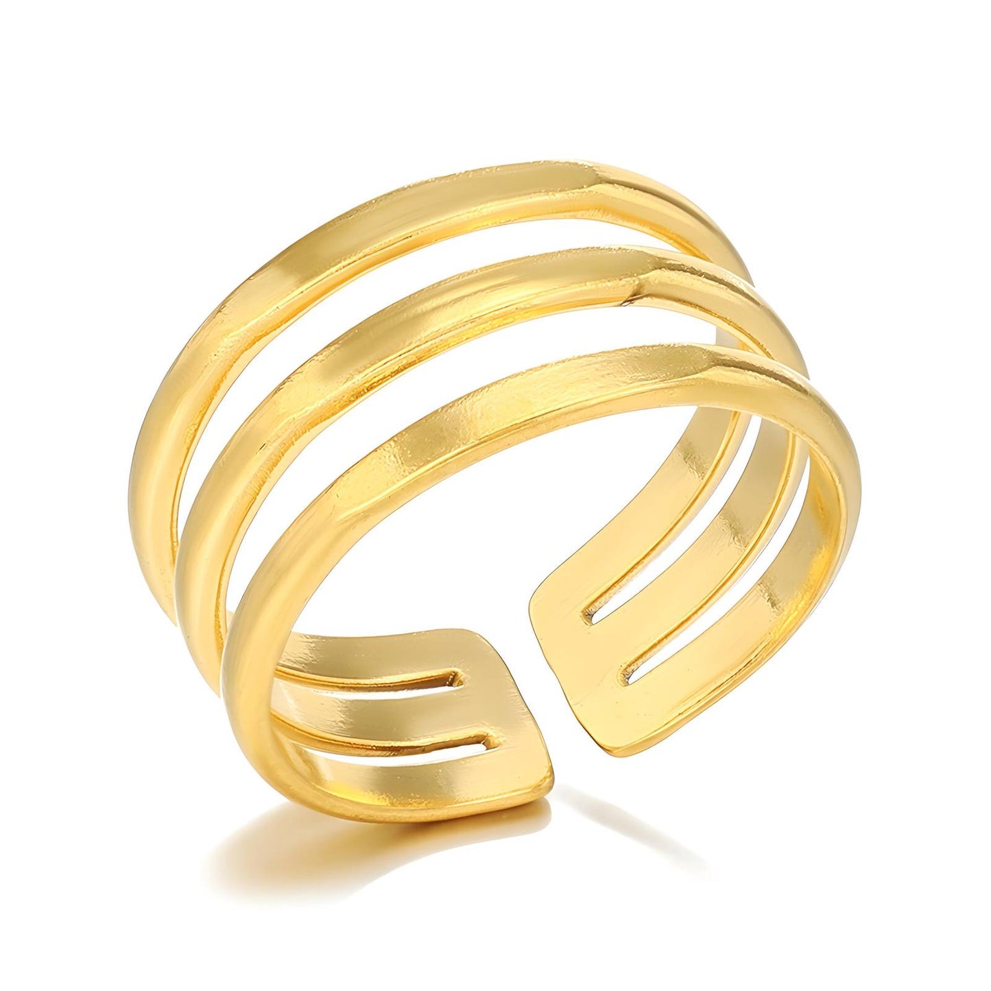 Anel aros aço inoxidável banhado a ouro 18K