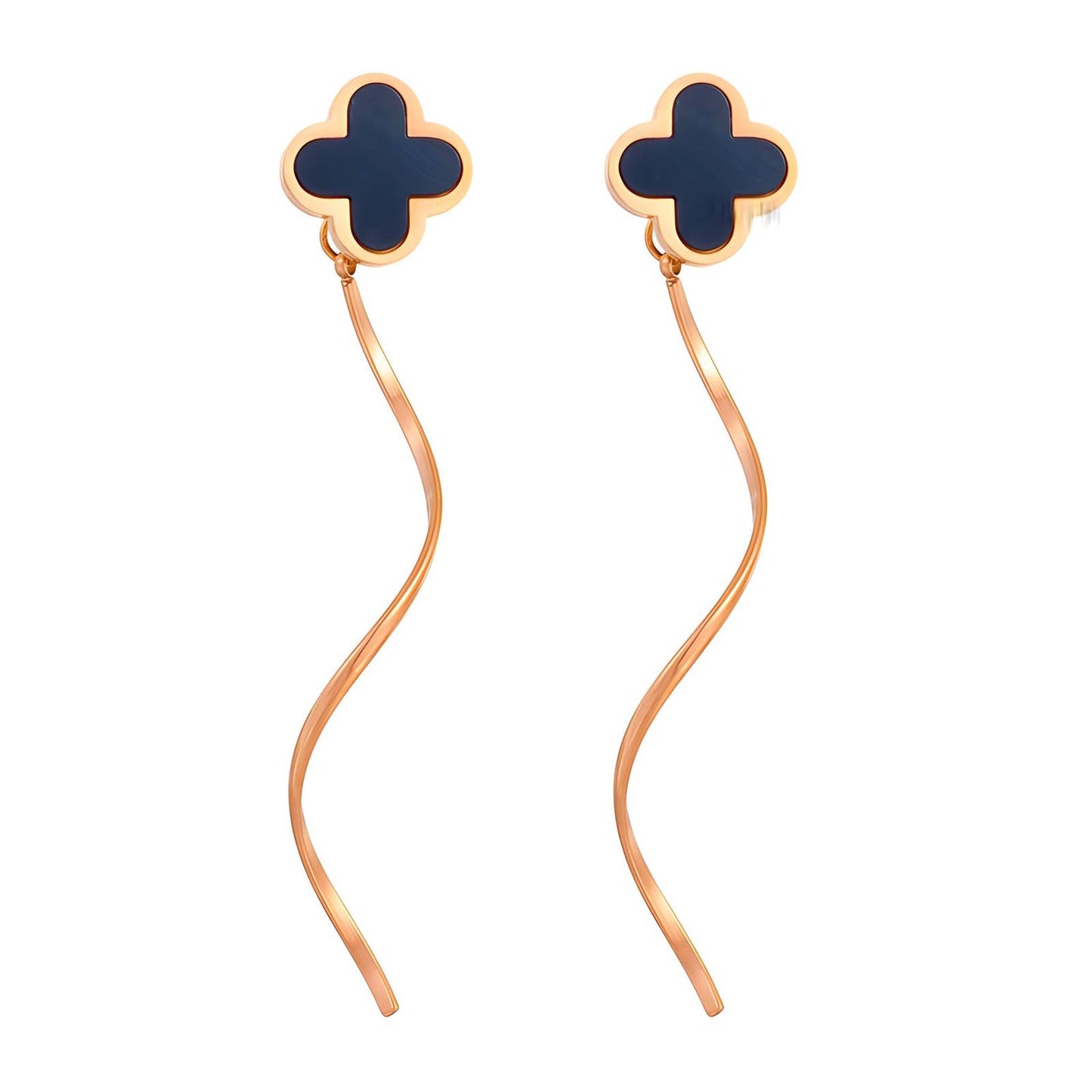 Boucles d'oreilles trèfle en acier inoxydable plaqué or 18 carats