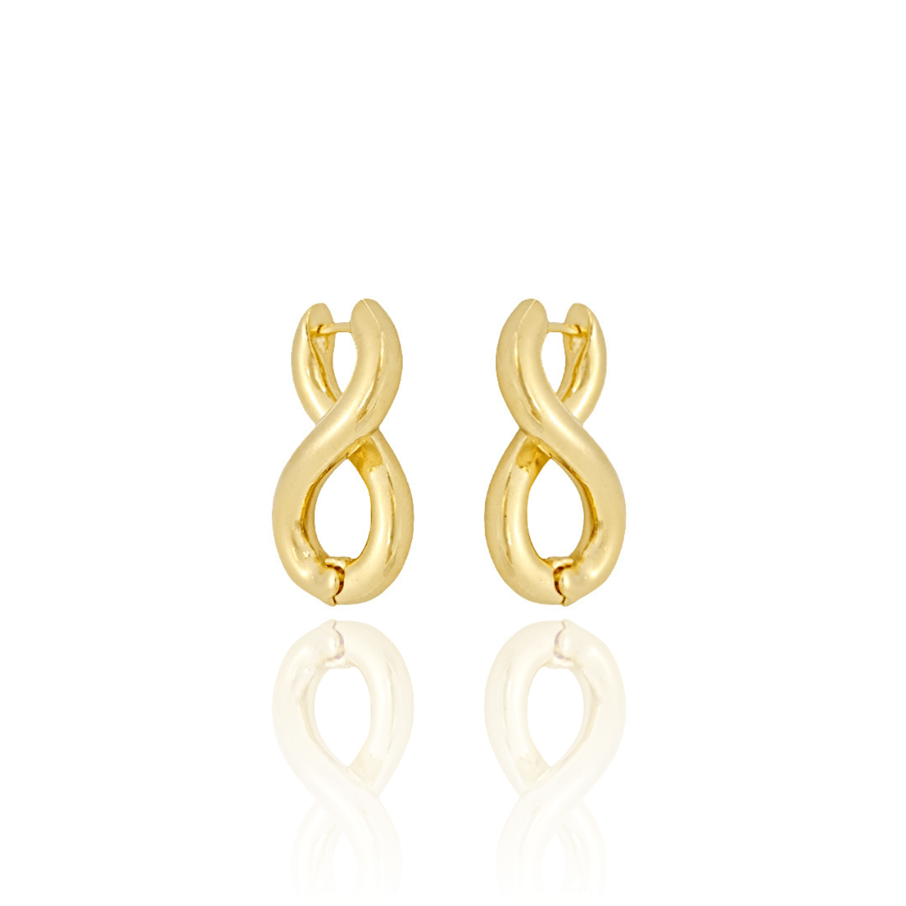 Brinco Argola Infinito Liso Banho Dourado