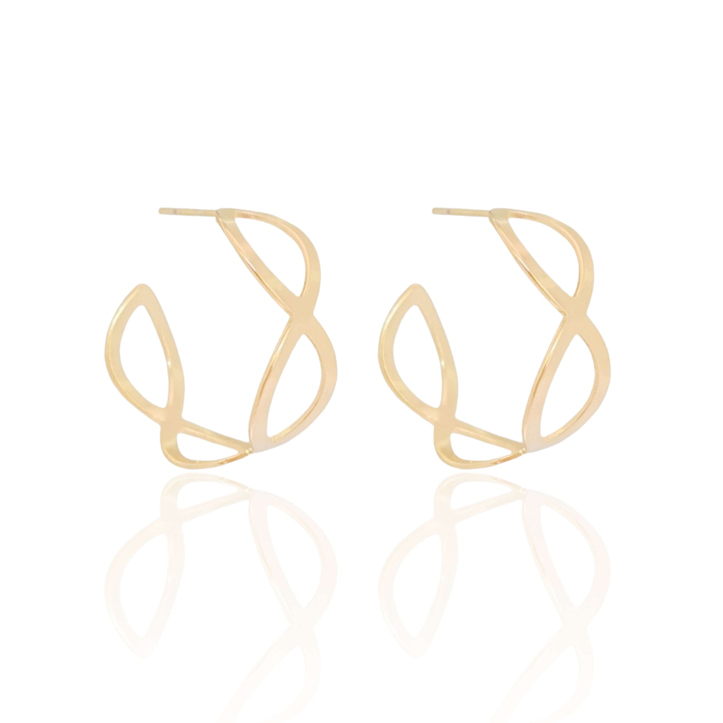 Brinco Argola Entrelaçado Vazado Banho Ouro 18K