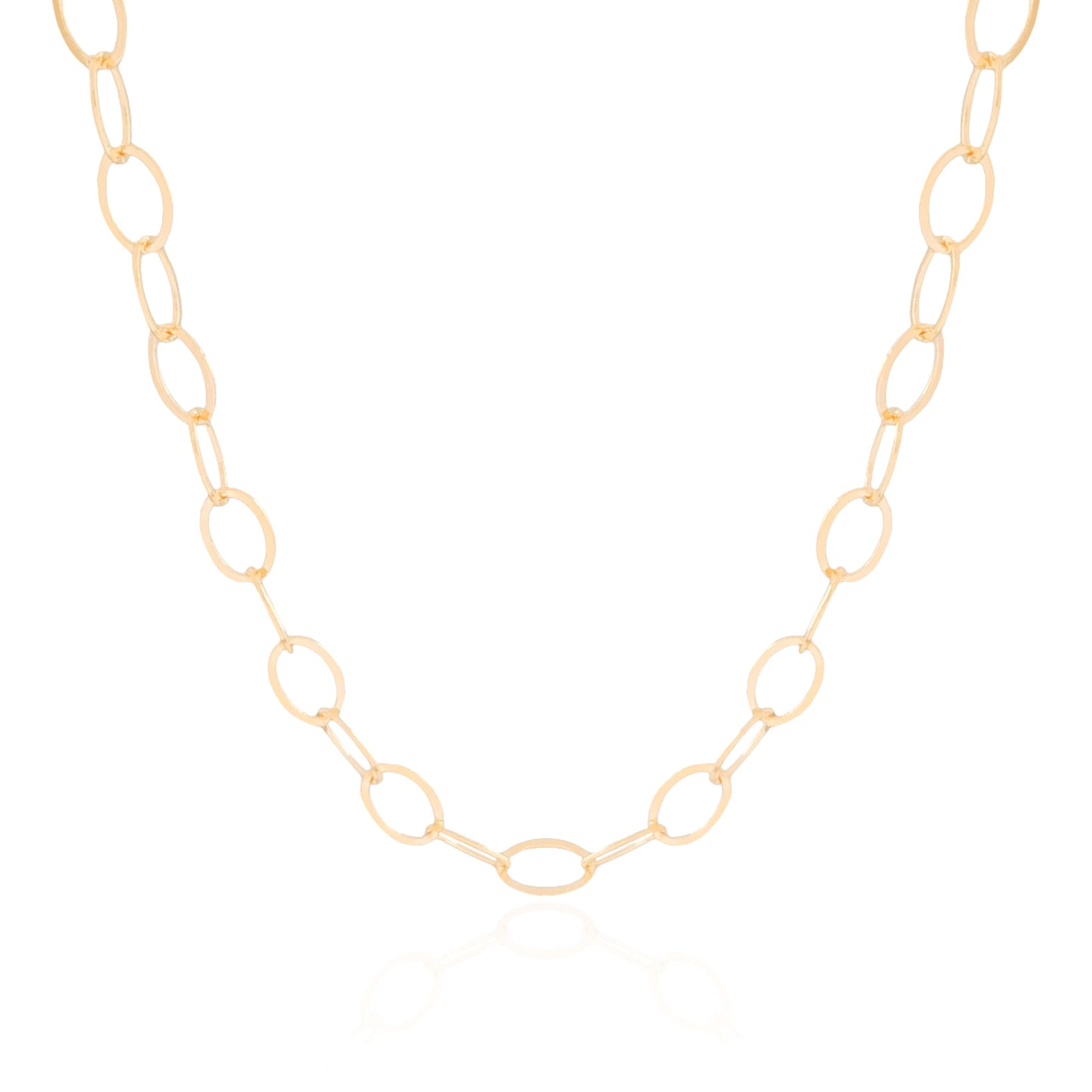 Choker Elos Ovais 8 mm Banho Ouro 18K