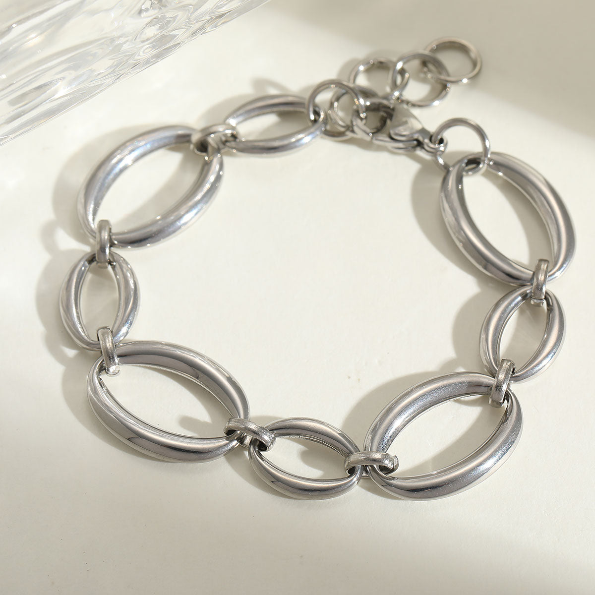 Pulseira elos arrendondados - Aço inoxidável