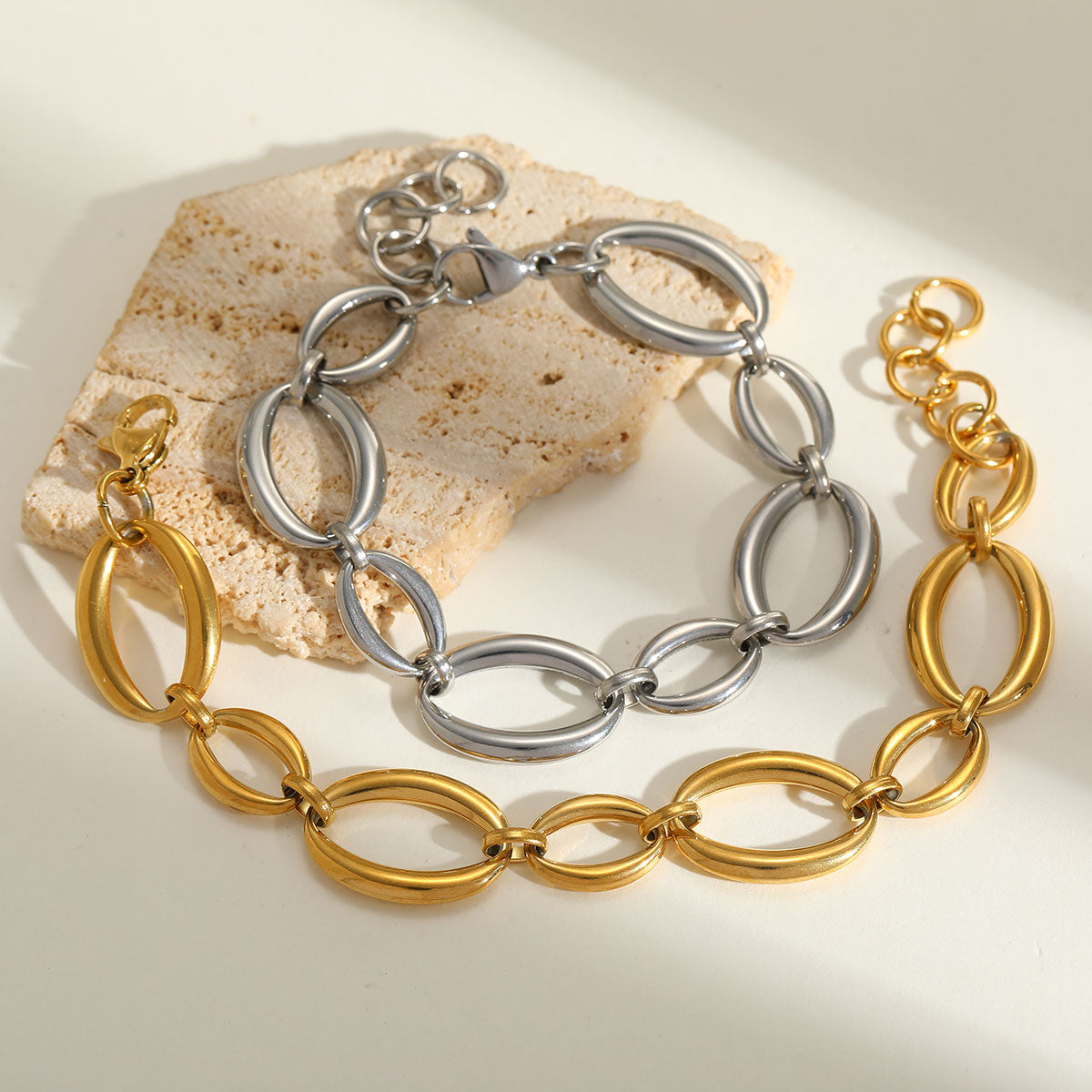 Pulseira elos arrendondados - Aço inoxidável