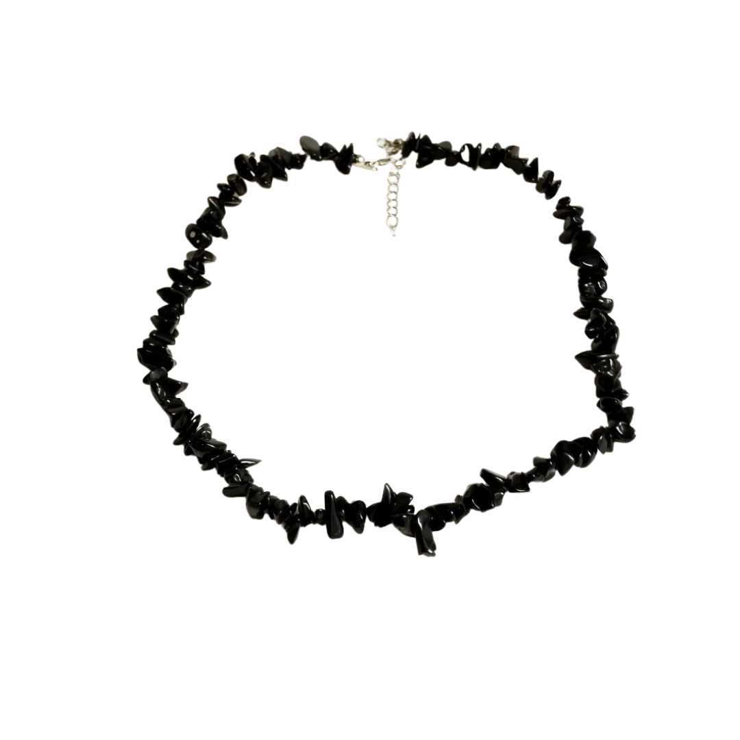 Colar contas de cascalho Preto