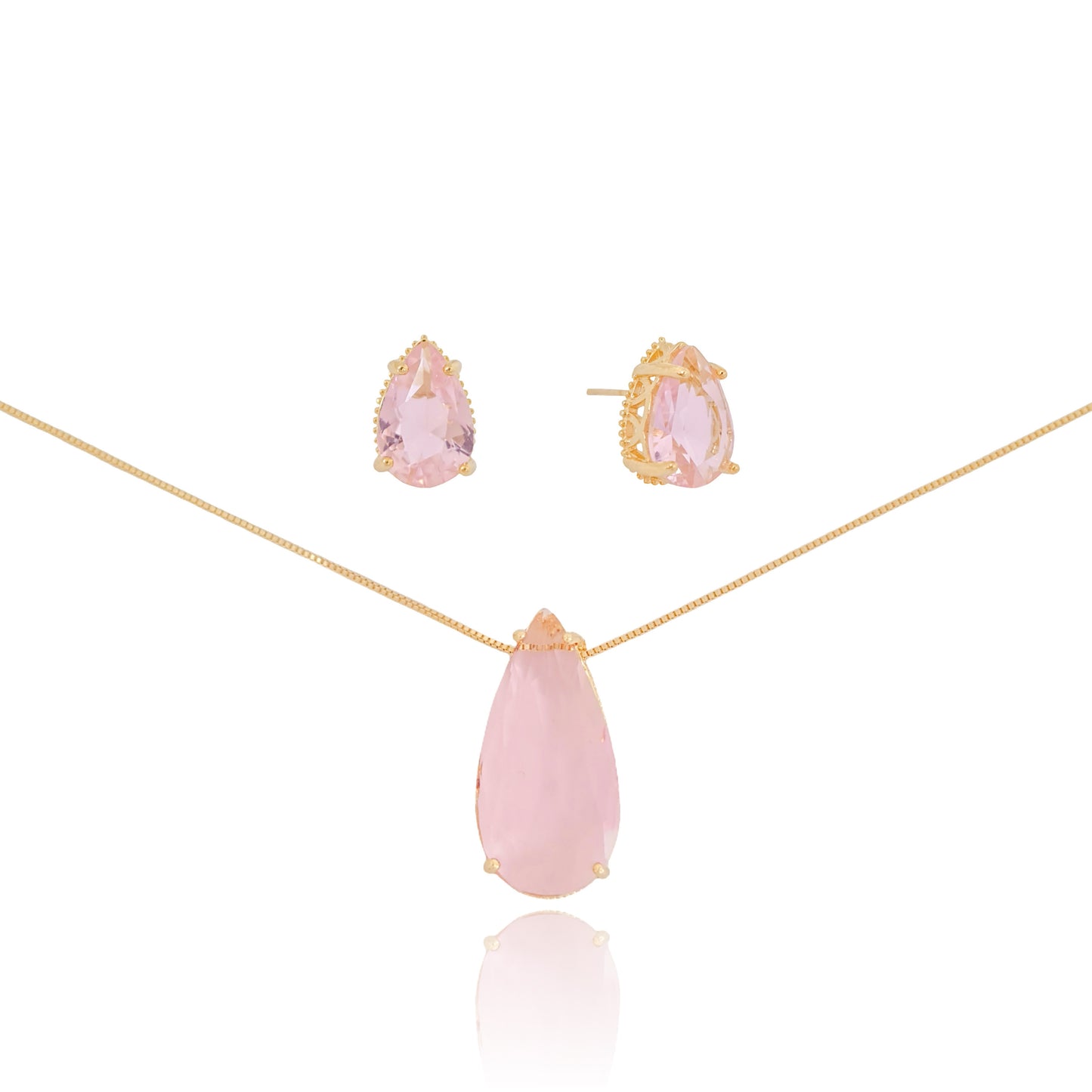 18K Gold Plated Rose Sapphire Drop Set