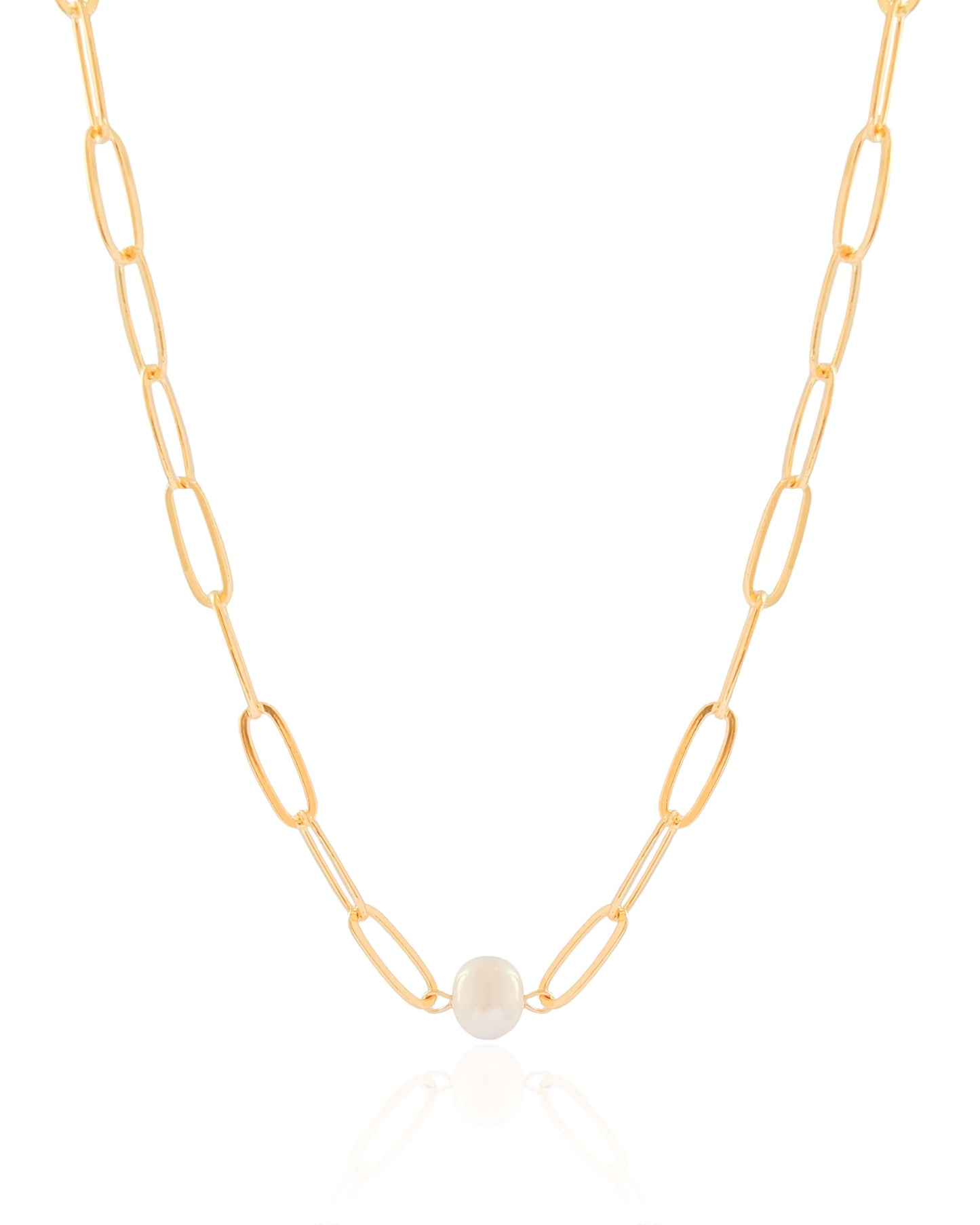 Choker Elos com Pérola Banho Ouro 18K