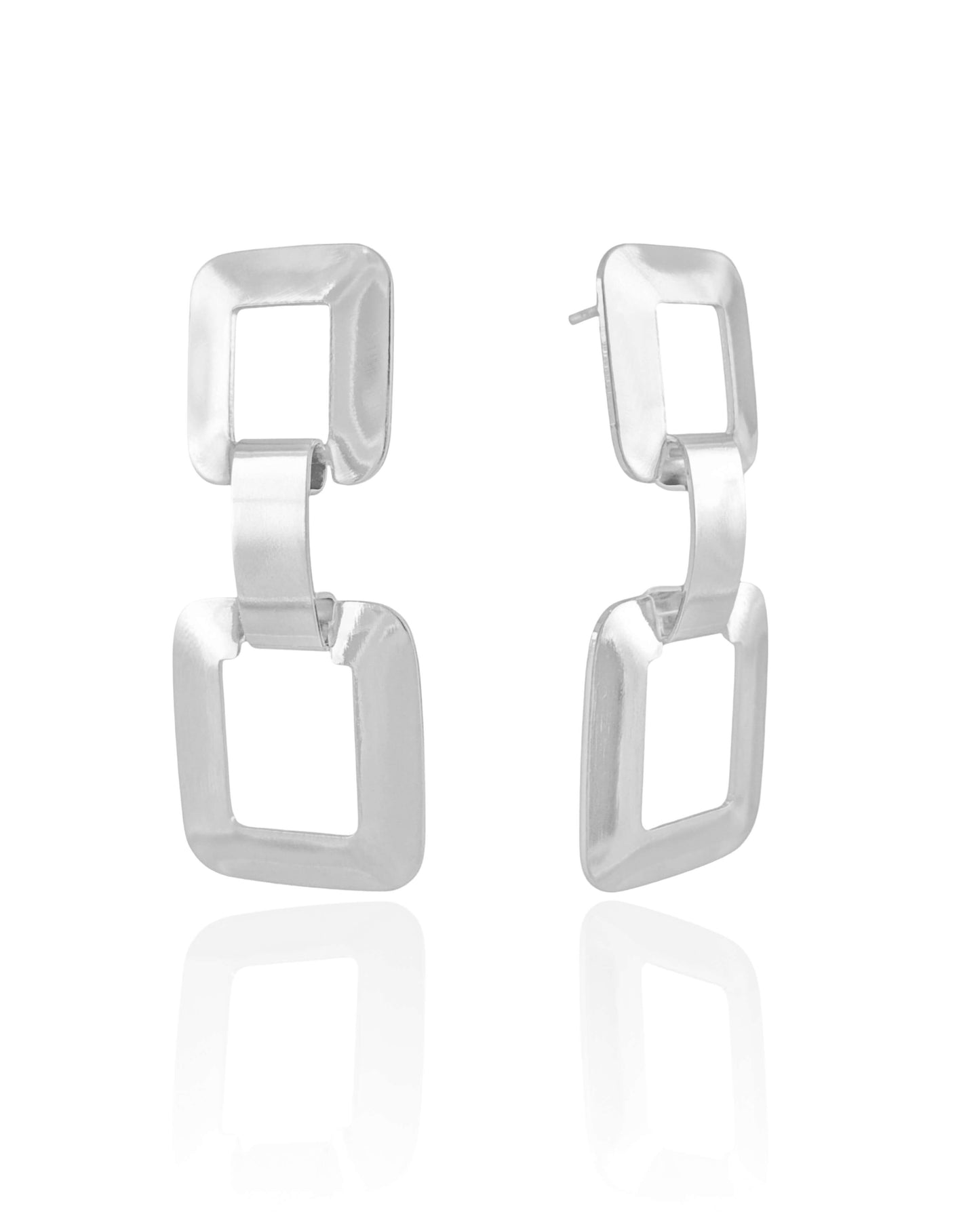 Brinco Quadrados Vazados Ródio Branco