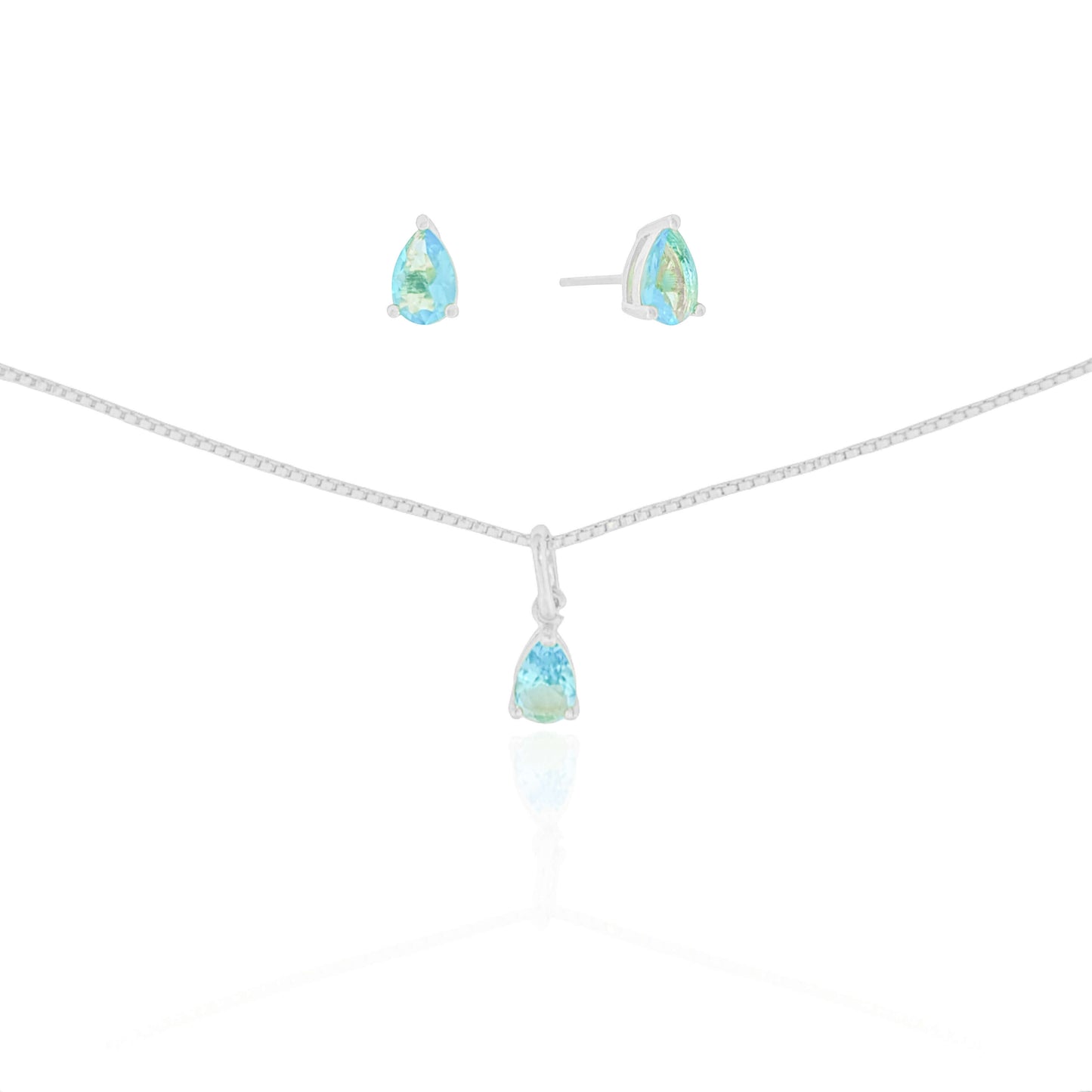 White Topaz Rhodium Drop Set