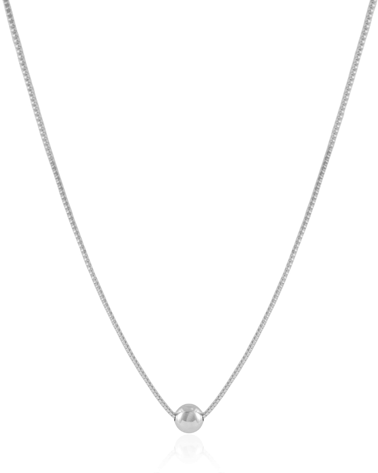 Collier ras du cou boule rhodié blanc