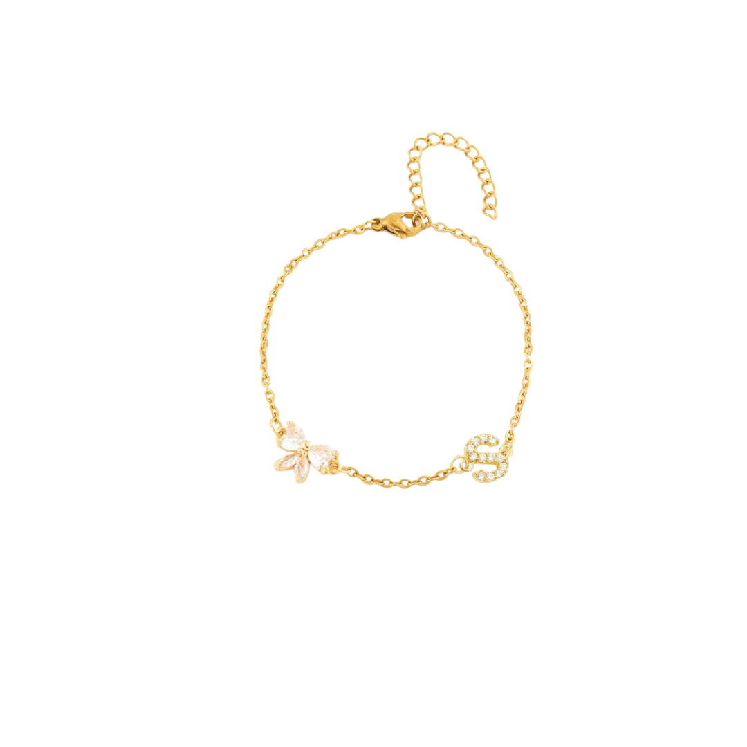 Pulseira Alfabeto zirconia - S - aço inoxidável
