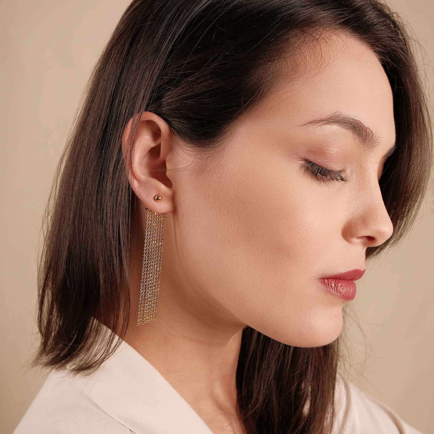 Franja Avulsa com Bolinhas Banho Dourado