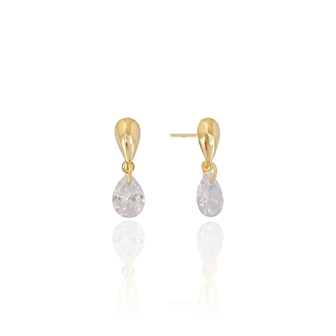 Smooth Drop Earring Crystal Drop Pendant 18K Gold Plated