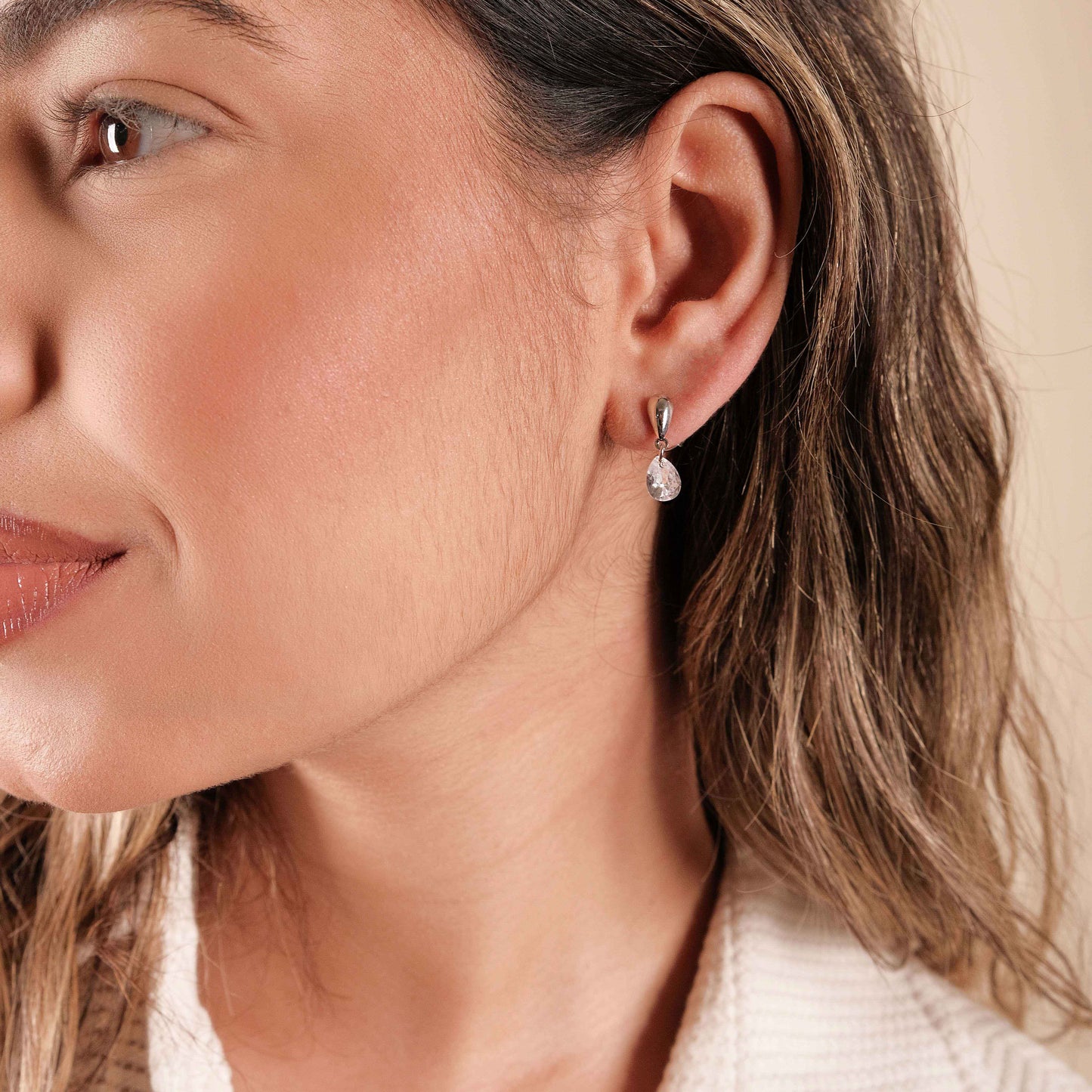 Brinco Gota Lisa Pingente Gota Cristal