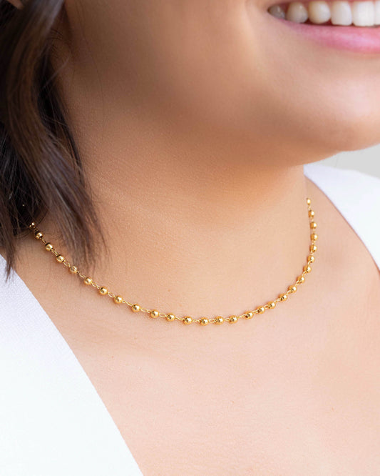 Choker Bolinhas Lisas Banho Ouro 18K