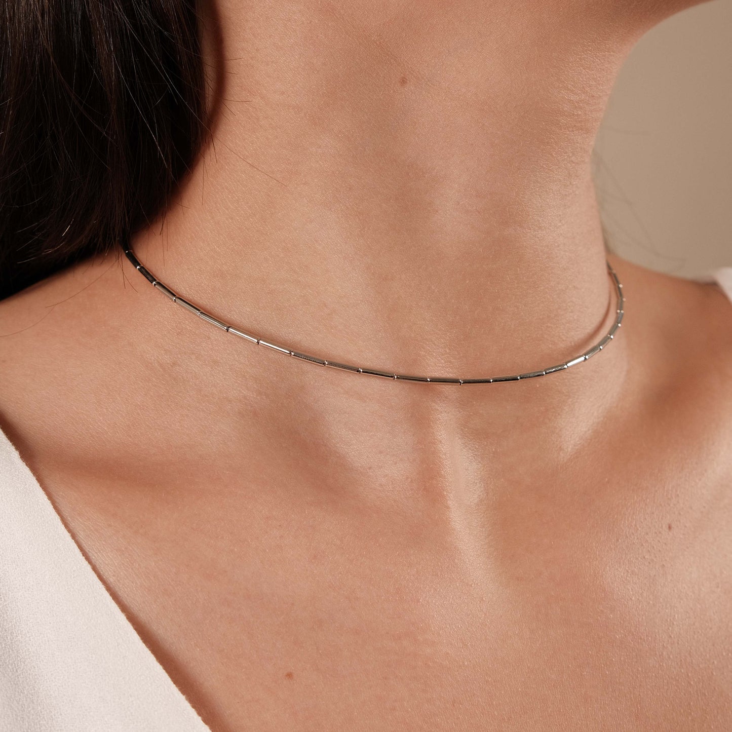 White Rhodium Canutilhos Spring Choker