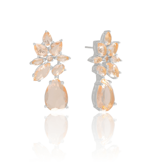 Brinco Gotas Morganita Banho Branco