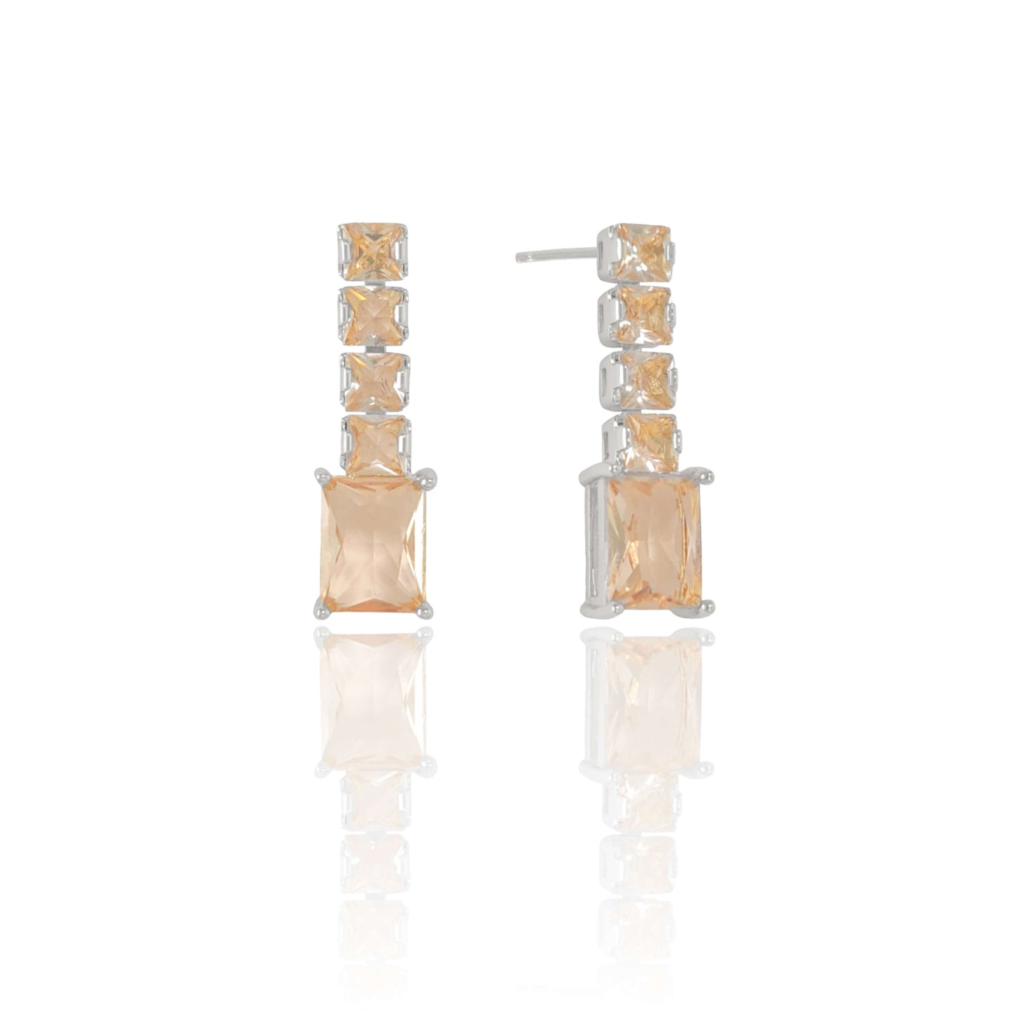 Brinco Retângulos Morganita Banho Branco