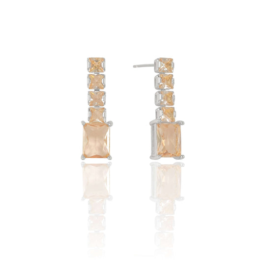 Brinco Retângulos Morganita Banho Branco