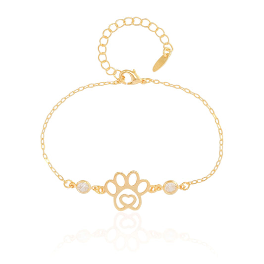 Pulseira Elos Pet com Pontos de Luz Cristal Banho Ouro 18K