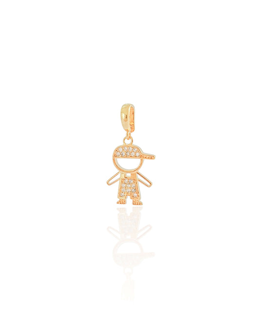 Pingente Menino Cravejado Cristal Banho Ouro 18K