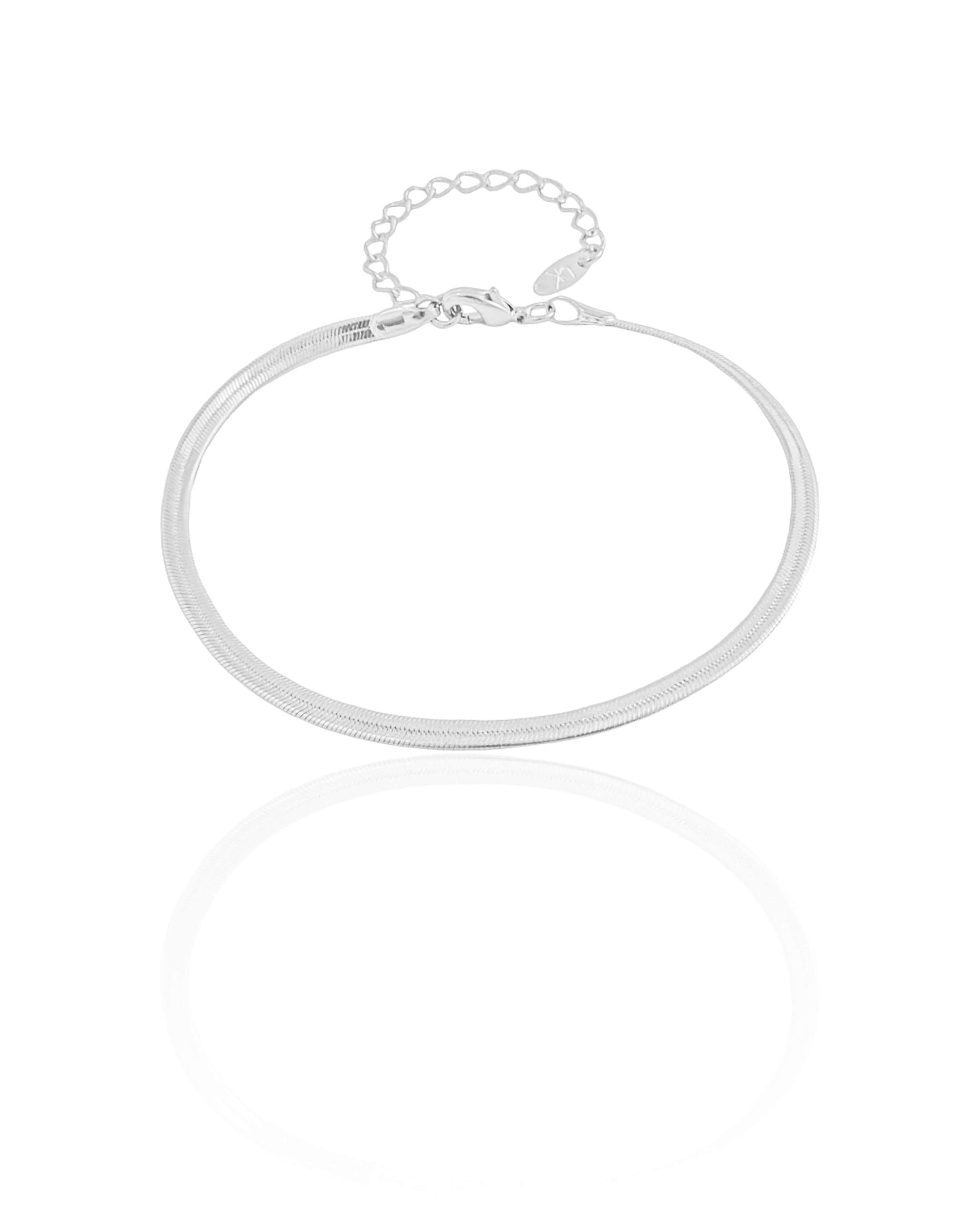 Pulseira Malha Fita 3 mm Ródio Branco