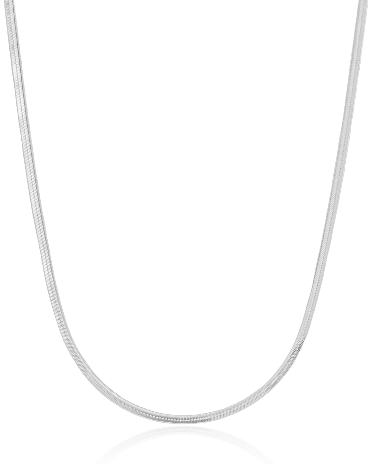 Gargantilha Malha Fita 3 mm Banho Ródio Branco