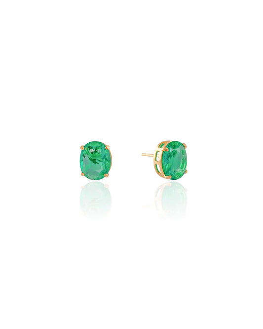 Brinco Oval Turmalina Banho Dourado
