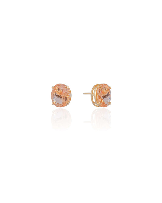 Brinco Oval Morganita Banho Dourado