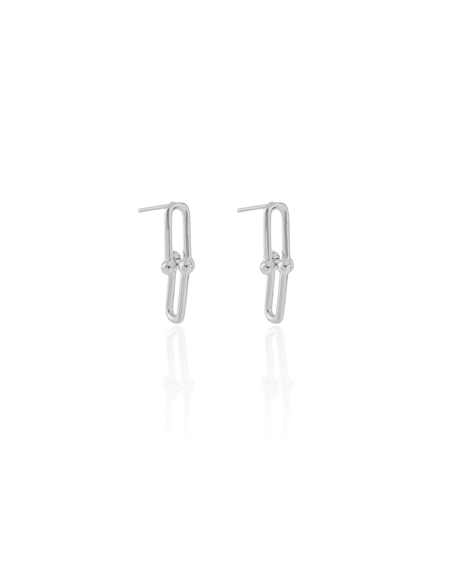 White Rhodium U-Link Earring