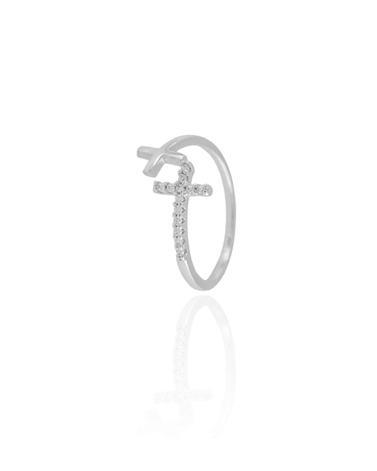 Toothpick Adjustable Ring M White Rhodium