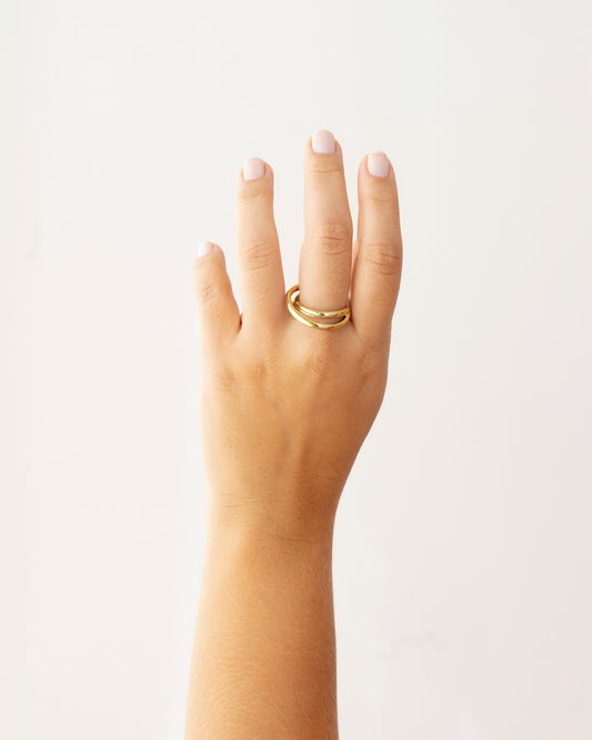 Intertwined Double Ring 19 Bath 18K Gold