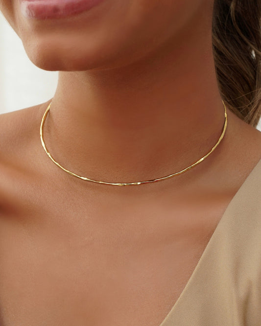 18K Gold Plated Pearl Spring Rim Choker