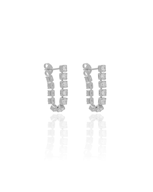 White Rhodium Amethyst Drop Earring