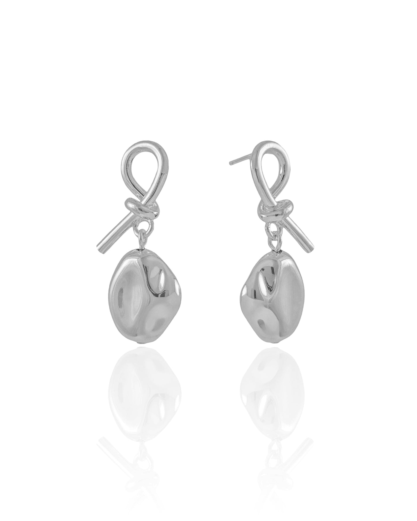 Boucle d'oreille U-Link en rhodium blanc