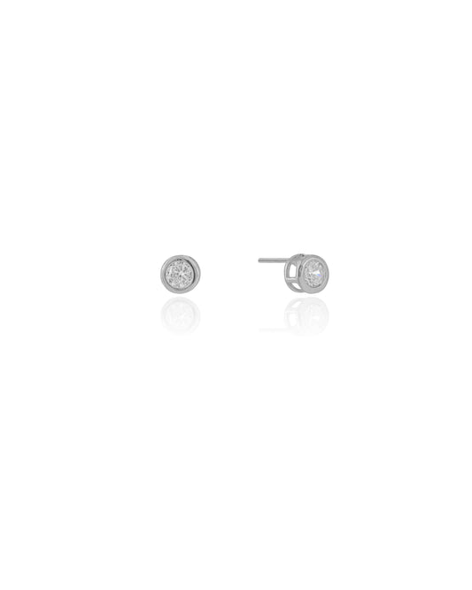 Brinco Ponto de Luz Cravação Inglesa 5 mm Ródio Branco